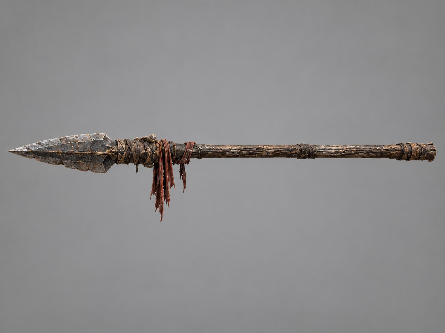 The Nephilim’s spear alone on a grey studio background
