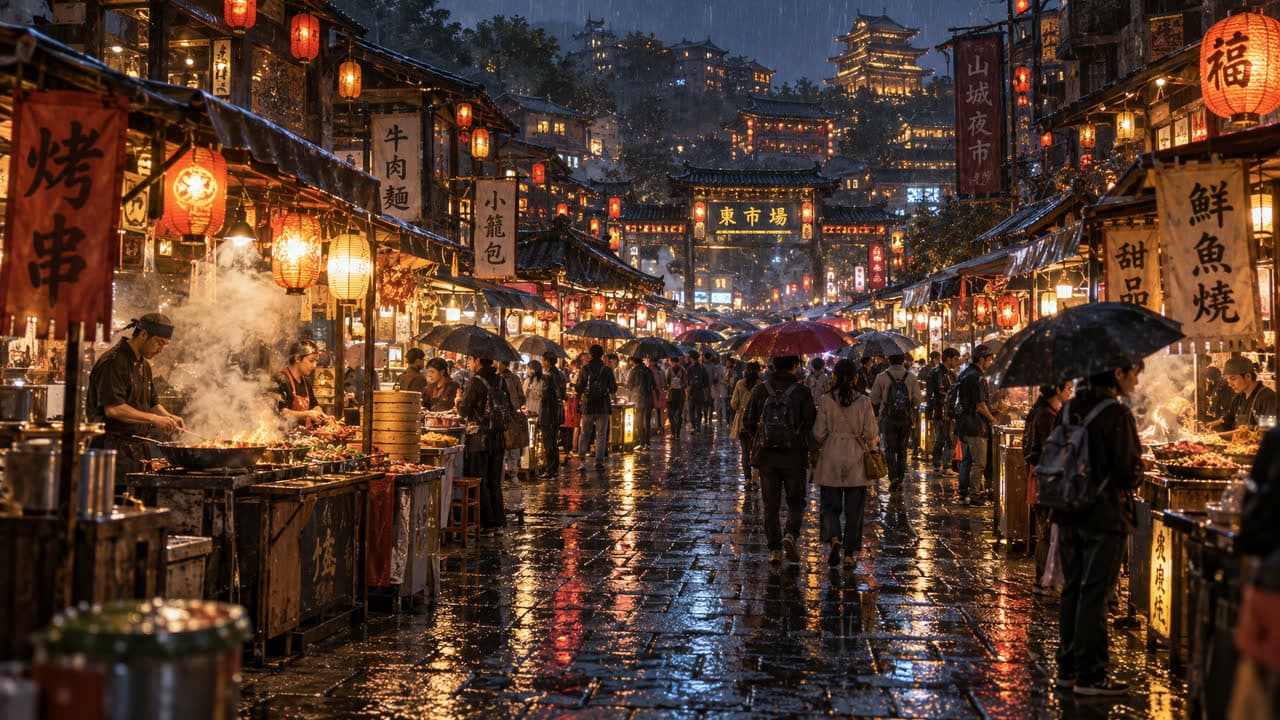 A busy scene at night, made with GPT Image 2.5