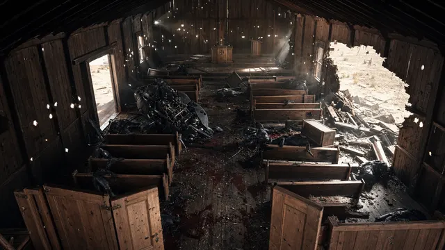 Frame from The Sanctuary — Interior Aftermath