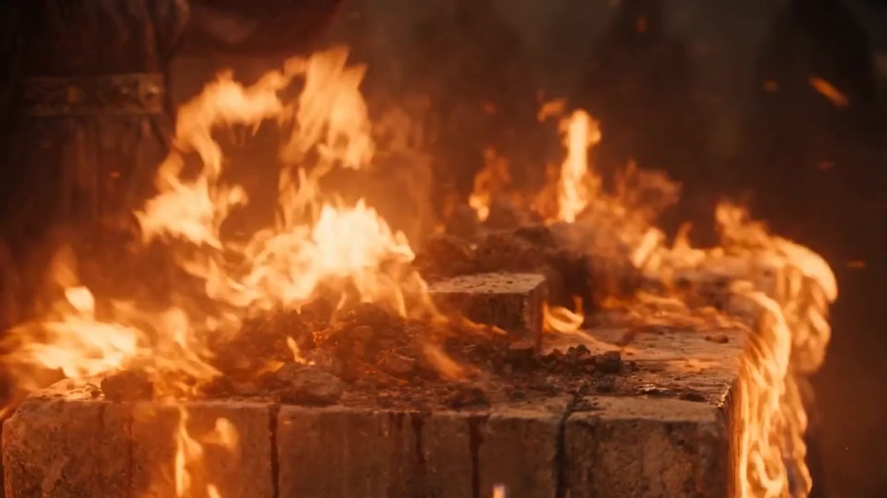 An altar burning in the dark, evidence of idolatry