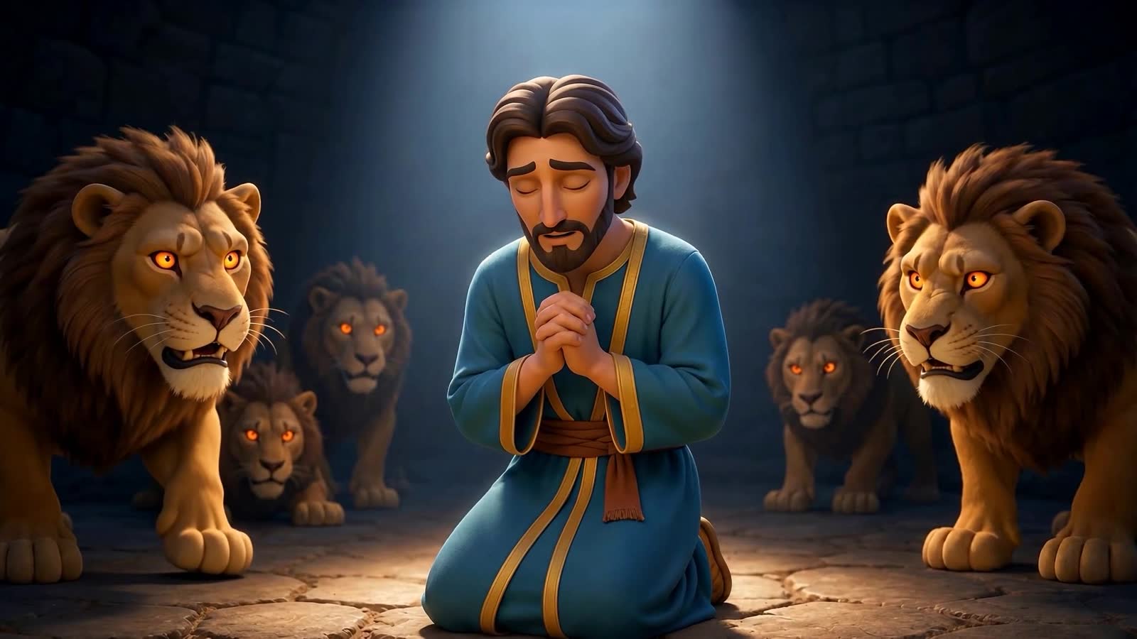 Daniel praying among the lions